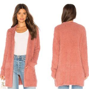 FREE PEOPLE FAUX FUR DUSTY PINK CARDIGAN